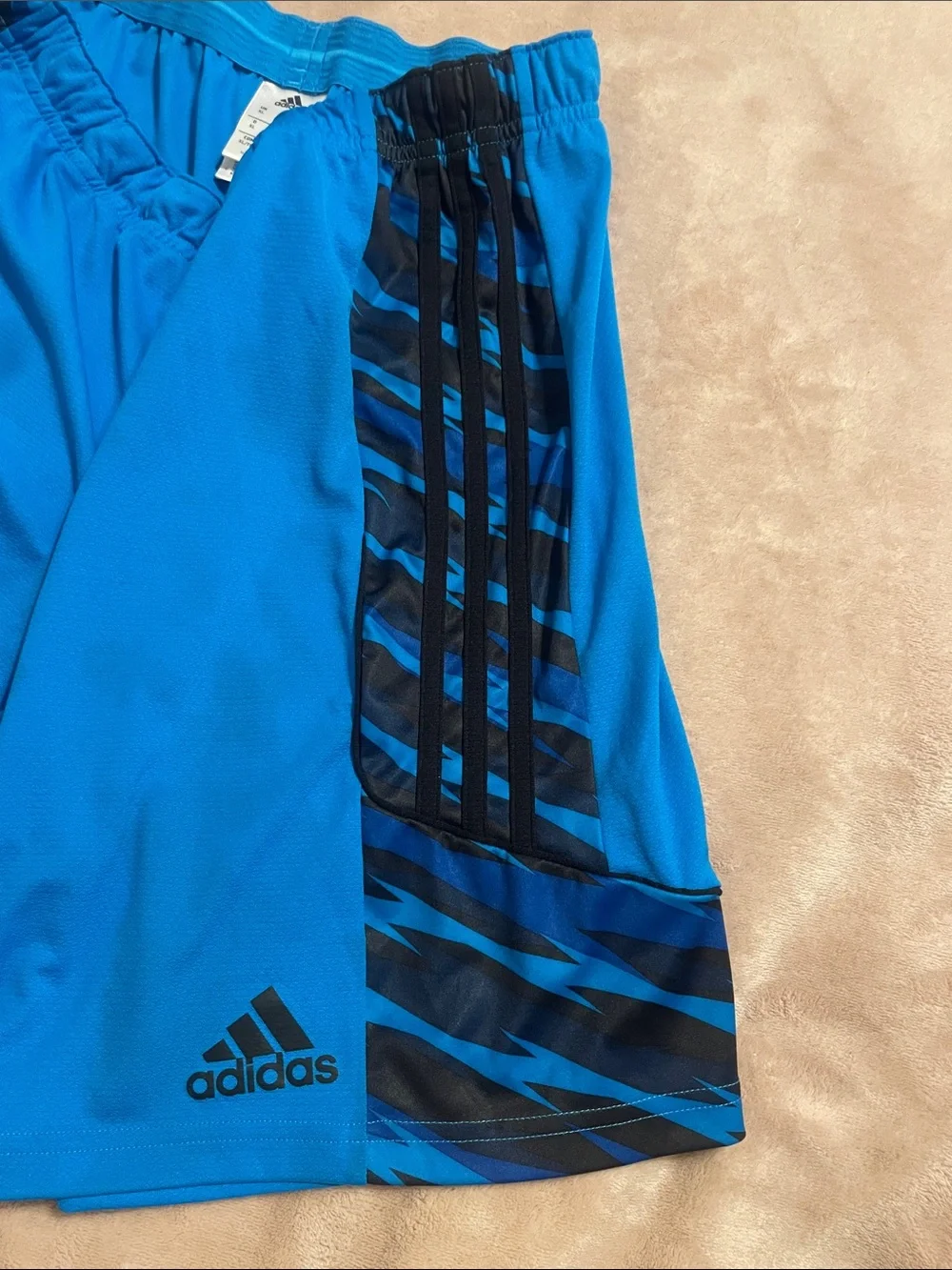 adidas Men's Bright Blue Athletic Shorts with Black Side Panels